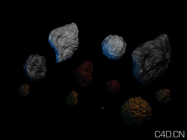 【太空模型】星球模型 陨石模型 地球模型 - C4D之家 - Asteroids.jpg