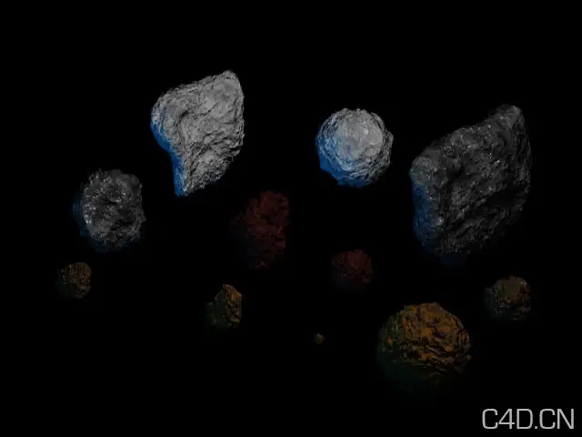 【太空模型】星球模型 陨石模型 地球模型 - C4D之家 - Asteroids.jpg