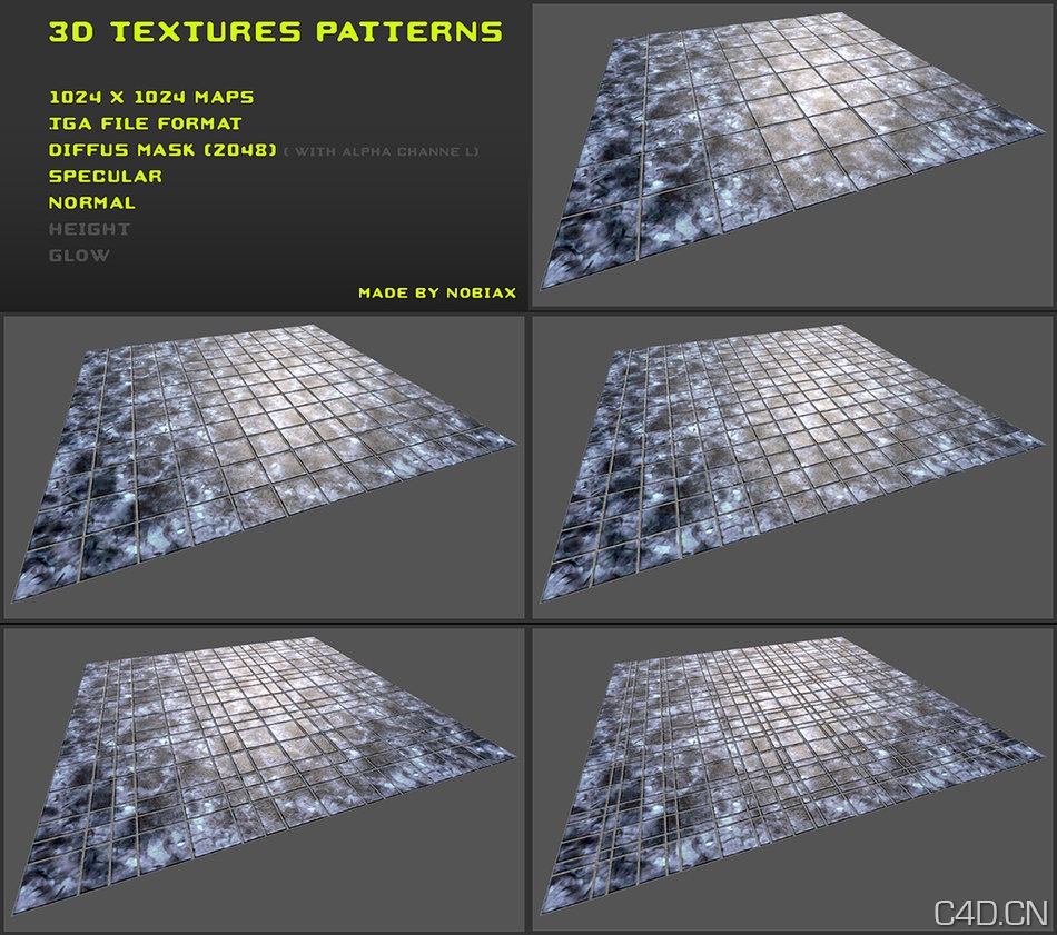 地砖三维贴图材质：Free Customizable Tiles