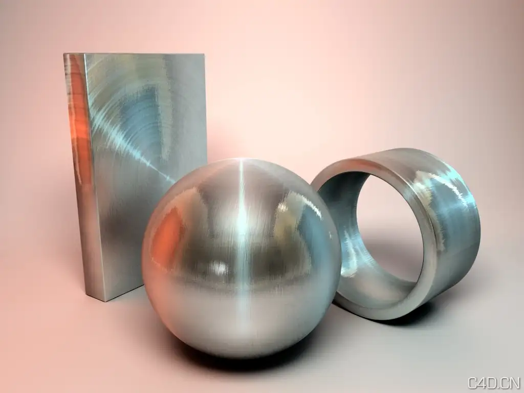 C4D不锈钢材质球（Cinema4D-brushed metal-steel）