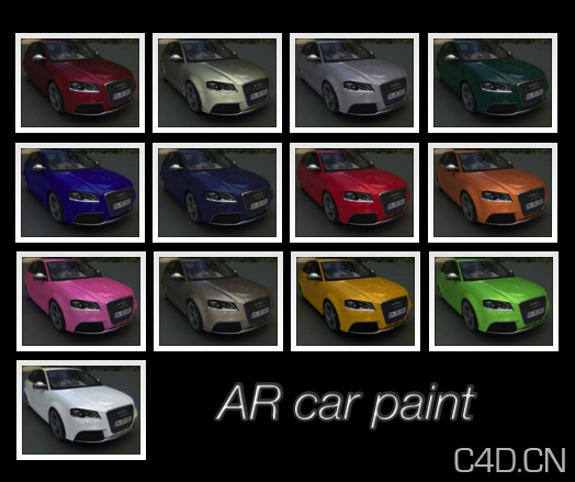 C4D汽车材质预设包：car paint for AR3 - C4D之家 - carpaint.jpg