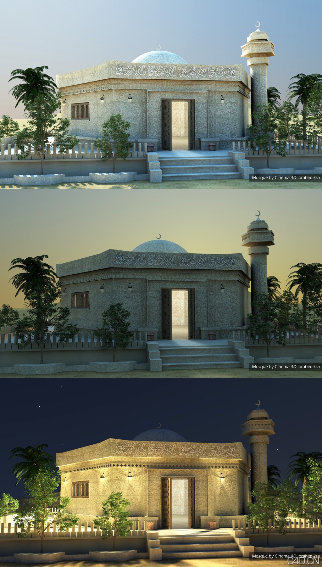 C4D欧式建筑作品 mosque by cinema 4D