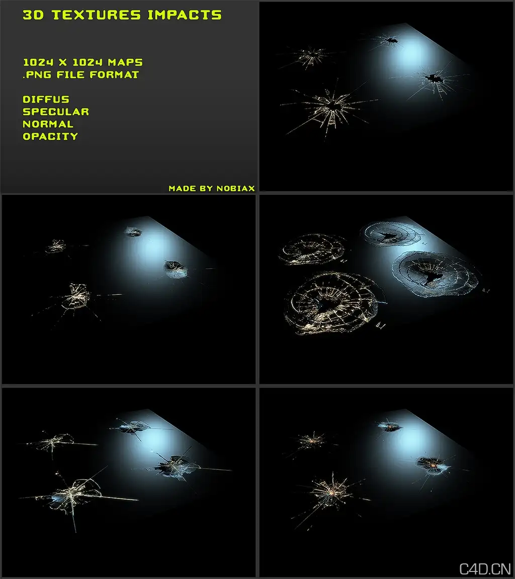破碎玻璃三维贴图材质：Free 3D textures pack impacts - C4D之家 - free_3d_textures_pack_04_by_nobiax-d2mi1wq.jpg