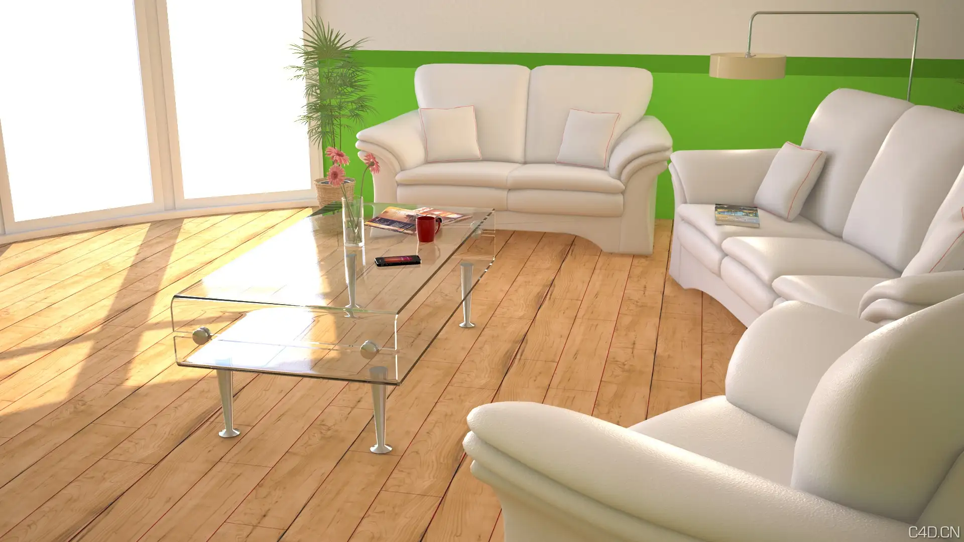 C4D客厅渲染作品：Cinema 4D -- GreeN RooM - C4D之家 - cinema_4d____green_room_by_smokeyoriginalhd-d4if0fq.jpg