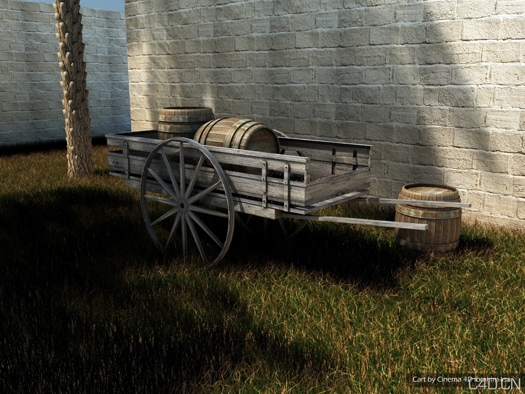 双轮车、酒桶：Cart by Cinema 4D - C4D之家 - Cart_by_Cinema_4D_by_ibrahim_ksa.jpg