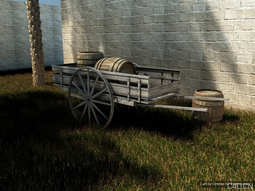 双轮车、酒桶：Cart by Cinema 4D