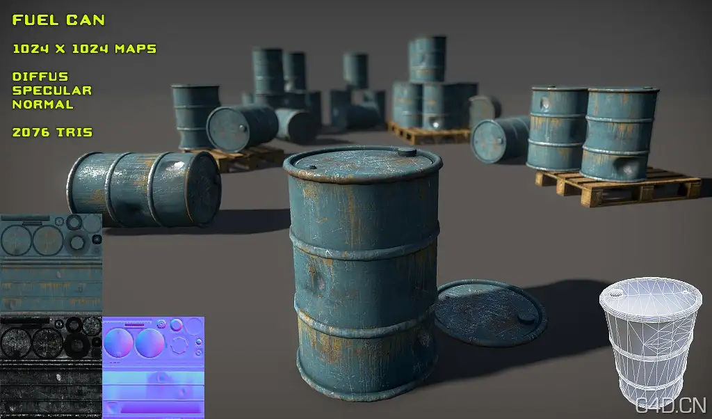 汽油桶3D模型：Free Fuel Can Pack