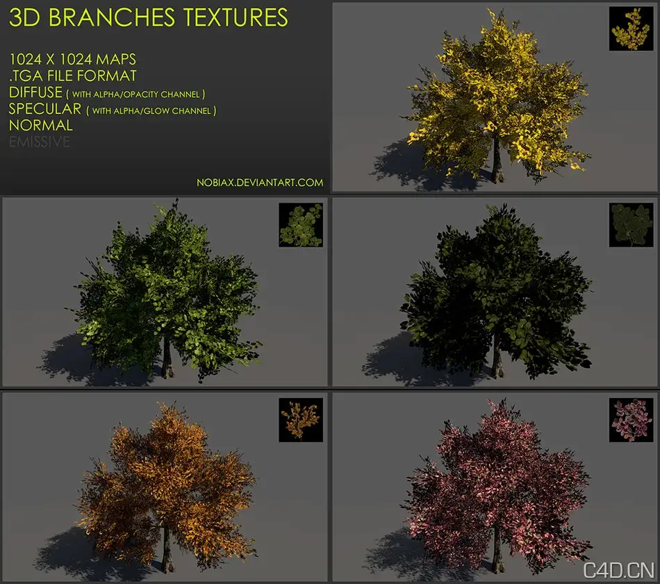 3D树枝贴图纹理：Free 3D branches textures 01 - C4D之家 - free_3d_branches_textures_01_by_nobiax-d4oxx3r.jpg