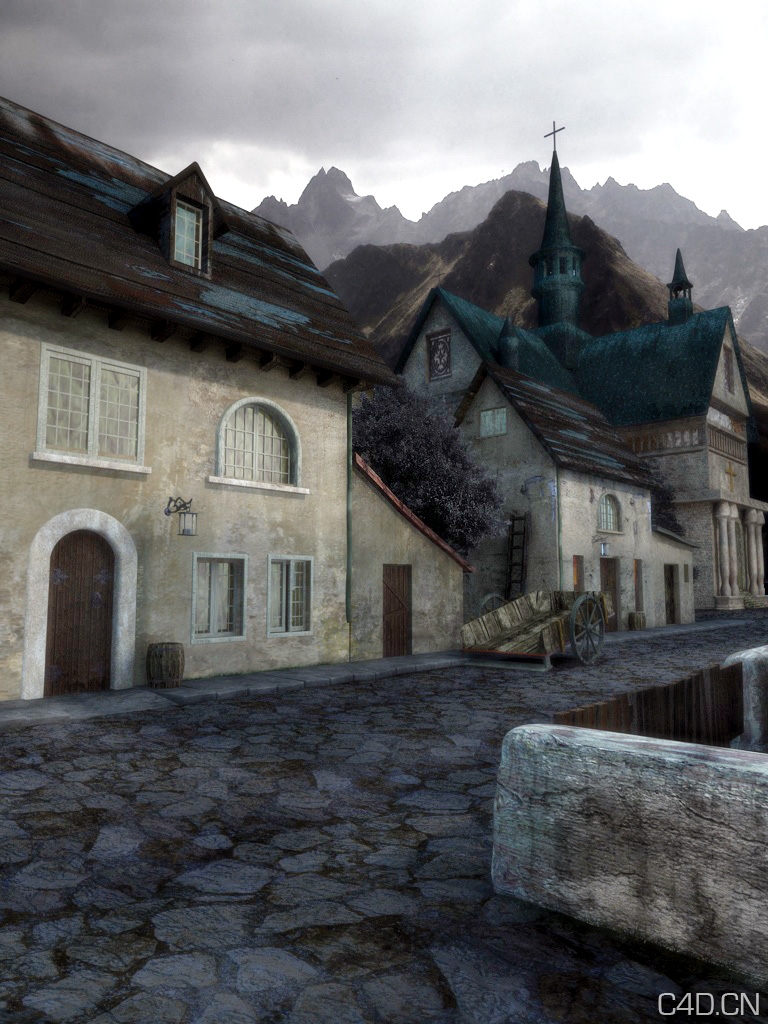 依山小镇：Medieval Village - C4D之家 - Medieval_Village_by_gurgur.jpg