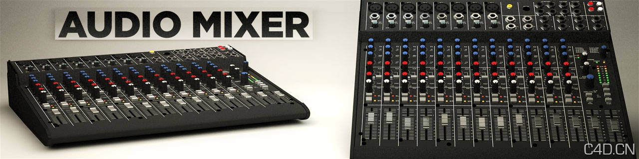 《C4D影视制作工具模型包》The Pixel Lab – Video Production Pack - C4D之家 - Audio-Mixer.jpg