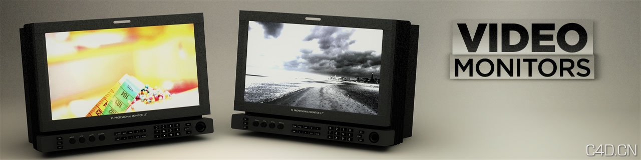 《C4D影视制作工具模型包》The Pixel Lab – Video Production Pack - C4D之家 - Video-Monitors.jpg