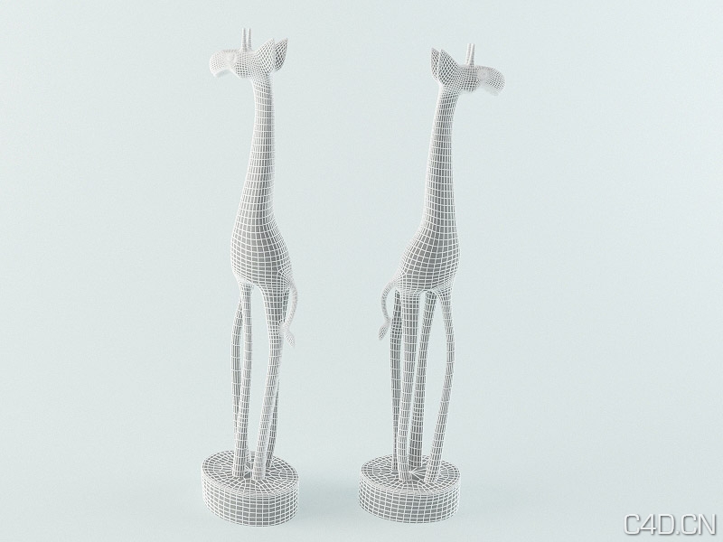 梅花鹿艺术摆件3D模型：Free wooden girafa