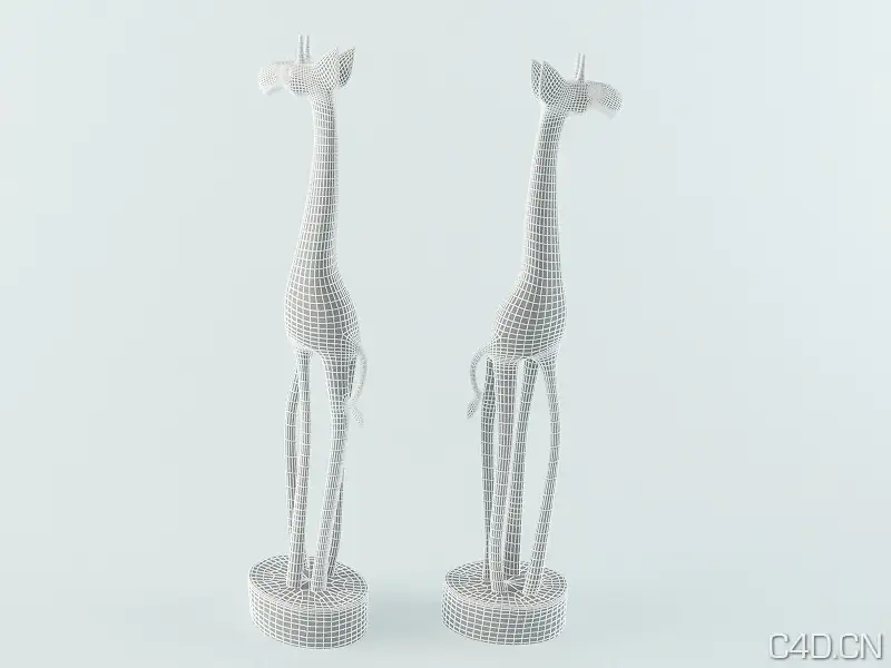梅花鹿艺术摆件3D模型：Free wooden girafa