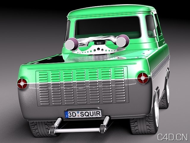 绿色客货车：Ford E100 Econoline 1961 to 1967 FREE SAMPLE MODEL - C4D之家 - ford_e100_econoline_19611967_0005.jpeg
