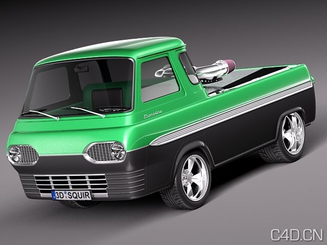 绿色客货车：Ford E100 Econoline 1961 to 1967 FREE SAMPLE MODEL - C4D之家 - ford_e100_econoline_19611967_0000.jpeg