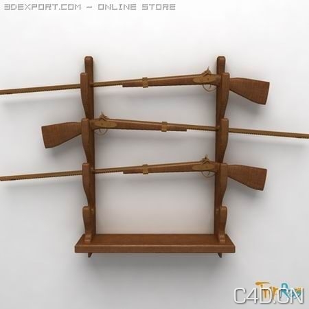 步枪、枪架、枪托：Decorative set of rifles