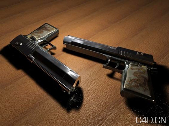 武器模型-手枪3D模型：Cinema 4D Gun 3D Model