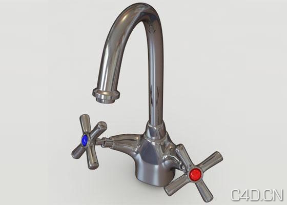 冷热两用水龙头3D模型：Water Tap 3d model download - C4D之家 - Water-Tap-3d-model.jpeg