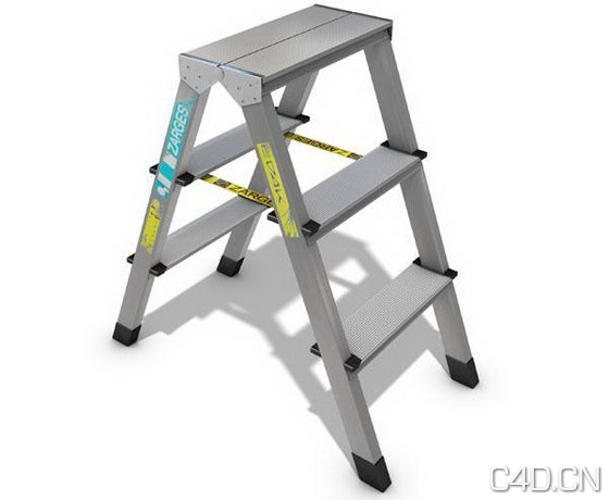 金属人字梯3D模型：Three Step Ladder 3D Model