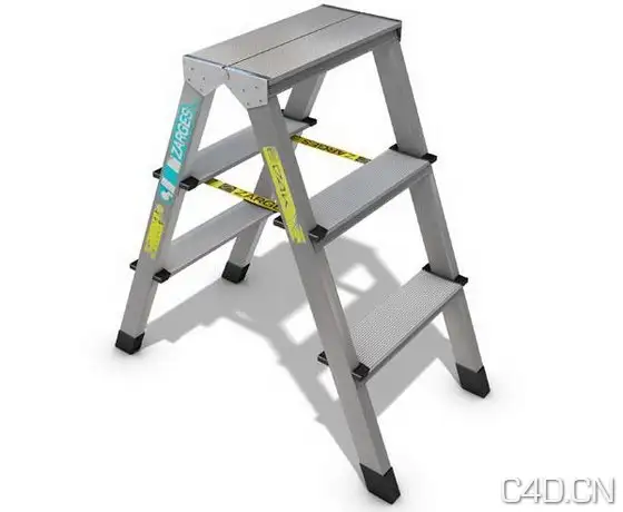 金属人字梯3D模型：Three Step Ladder 3D Model - C4D之家 - three-step-ladder-3d.jpeg