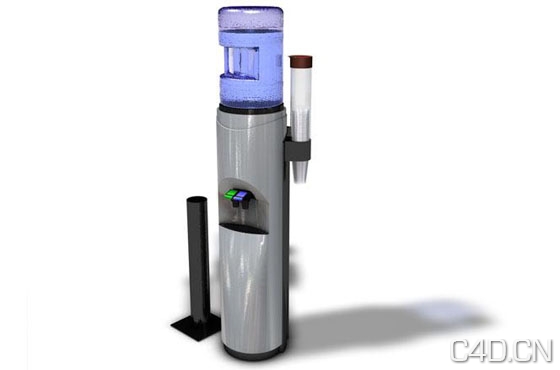 圆筒式饮水机3D模型：Water dispenser 3D model - C4D之家 - 3d-water-dispenser.jpeg