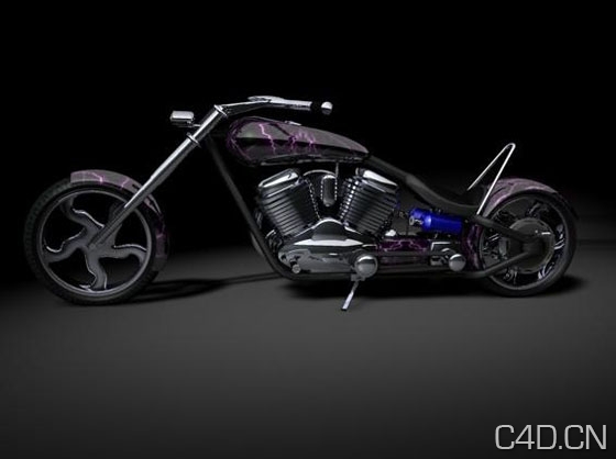 时尚/动感摩托车3D模型：Cinema 4D Custom Chopper 3D Model