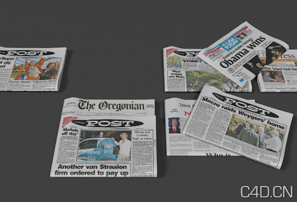 报纸3D模型：C4D Newspaper 3D Model