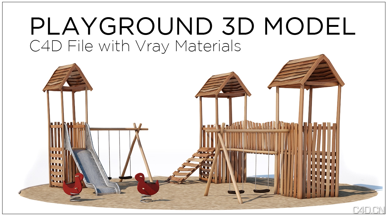 儿童游乐园3D模型：cinema 4d playgorund model - C4D之家 - free_stuff_flyer_playground.jpg