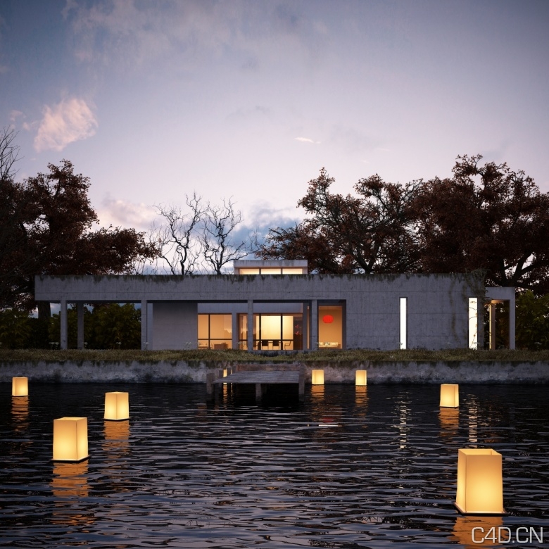 C4D完整建筑模型：VRay Exterior Cinema 4d Scene 1 - C4D之家 - vray-exterior-scene.jpeg