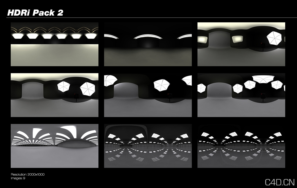 产品常用HDR贴图： HDRi Pack 2