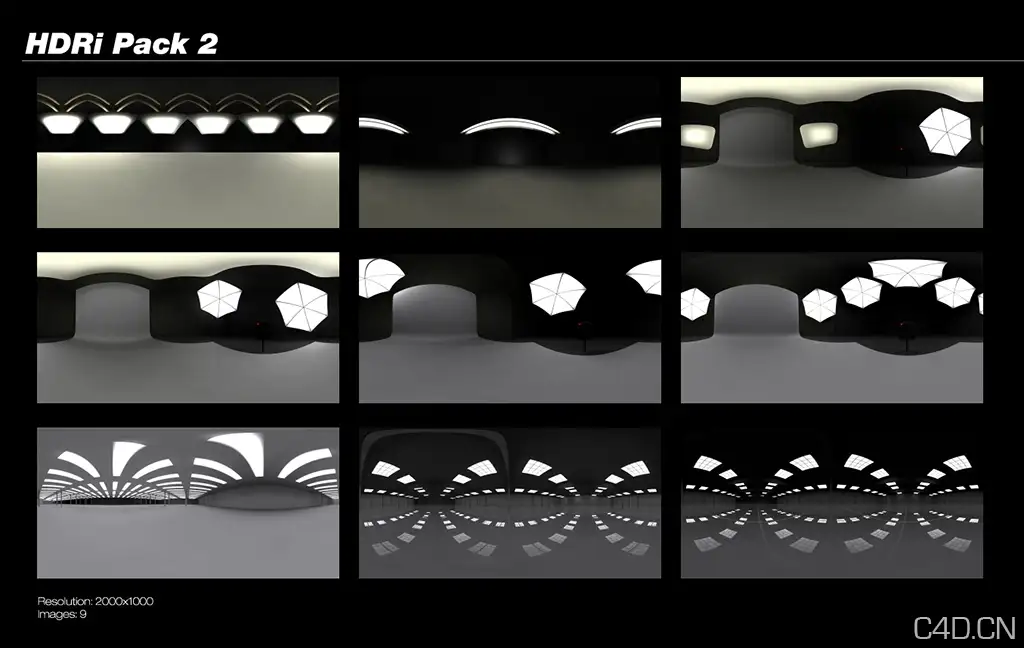 产品常用HDR贴图： HDRi Pack 2