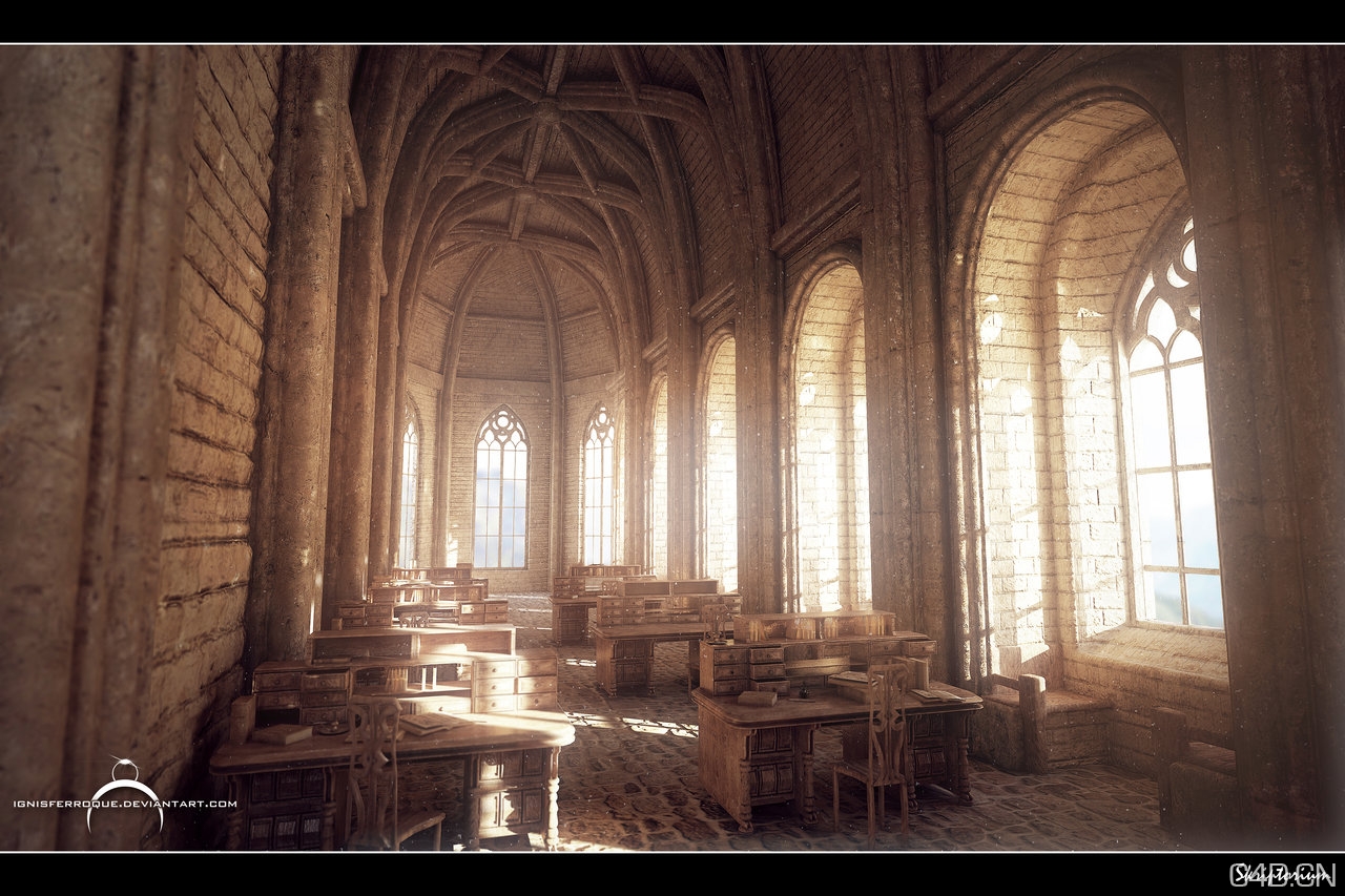 教堂渲染作品：Skriptorium