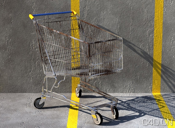 商场/超市购物车3D模型：Free Shopping cart 3d model - C4D之家 - shopping_cart_3d_model.jpeg