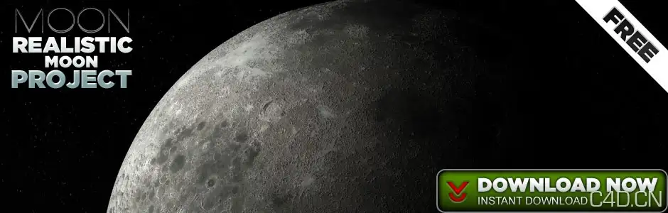 月球场景3D模型：Realistic Moon Scene - C4D之家 - banner-moon.jpeg