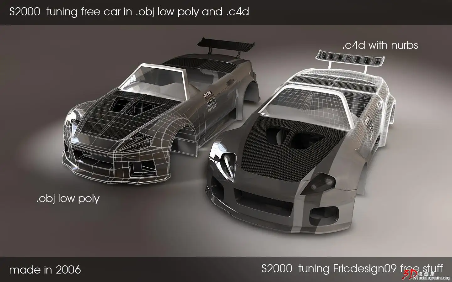 汽车3D模型：s2000 tuning free car (本田S2000)