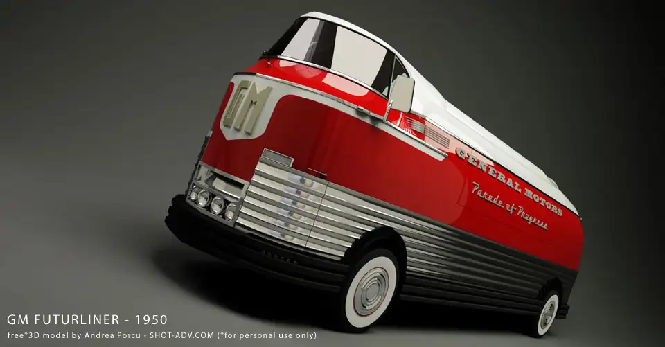 红色客车3d模型：GM FUTURLINER FREE 3D MODEL BY SHOT