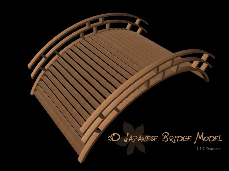 C4D木质拱桥模型：C4D Japanese Bridge