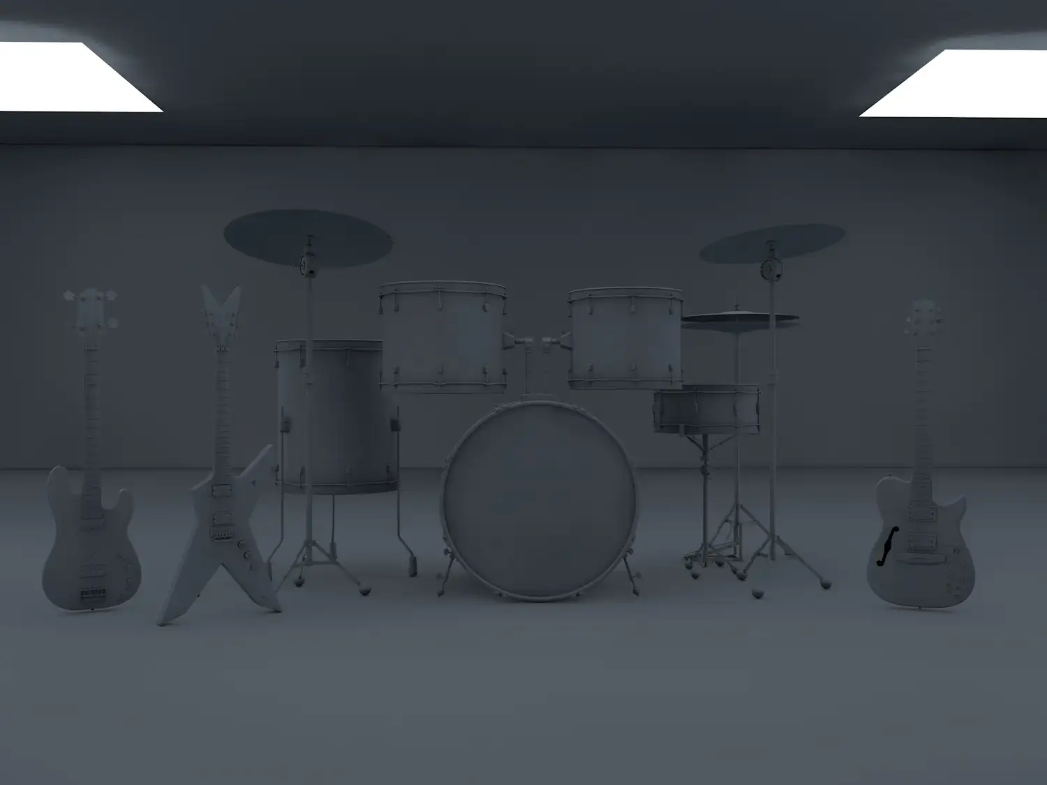 乐器3D模型（吉它、架子鼓、贝斯）Band 3D models kit for C4D - C4D之家 - Band kit.jpg