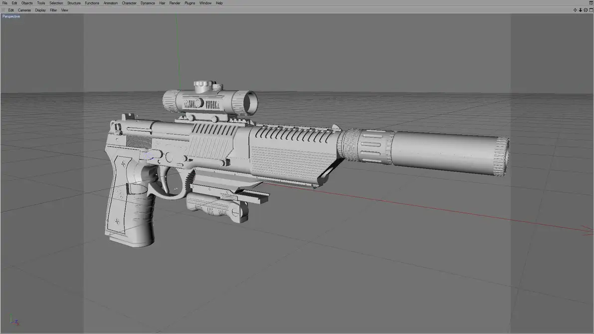 M92枪C4D模型 c4d file-unskined M92F custom