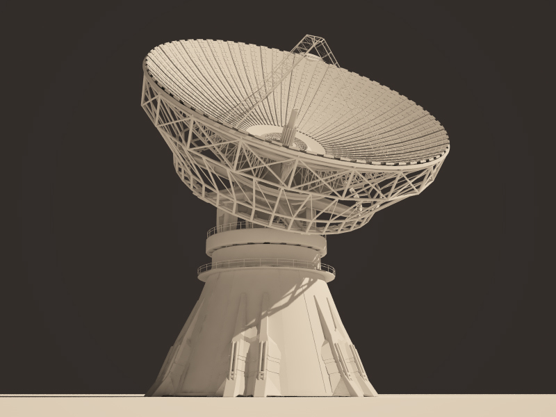雷达卫星3D模型：Modern satellite Dish (C4D Model)