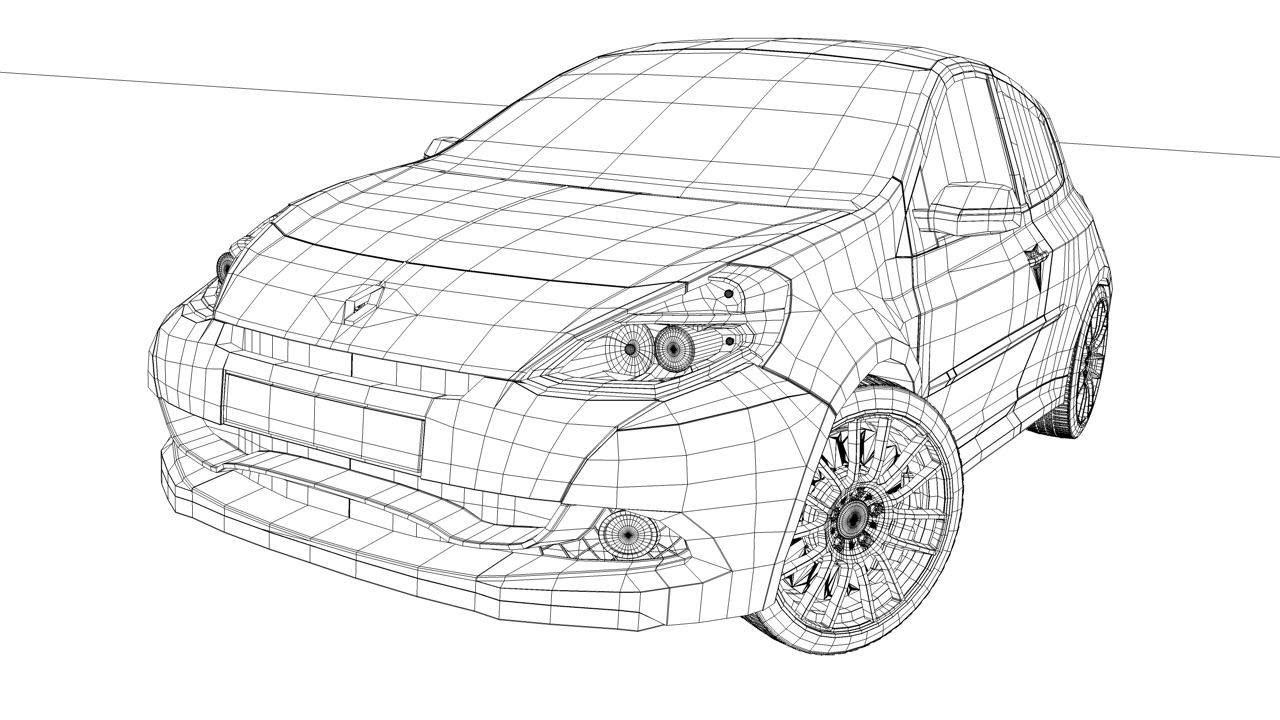 雷诺汽车3D模型 renault car models - C4D之家 - Clio Front Right Wire.jpg