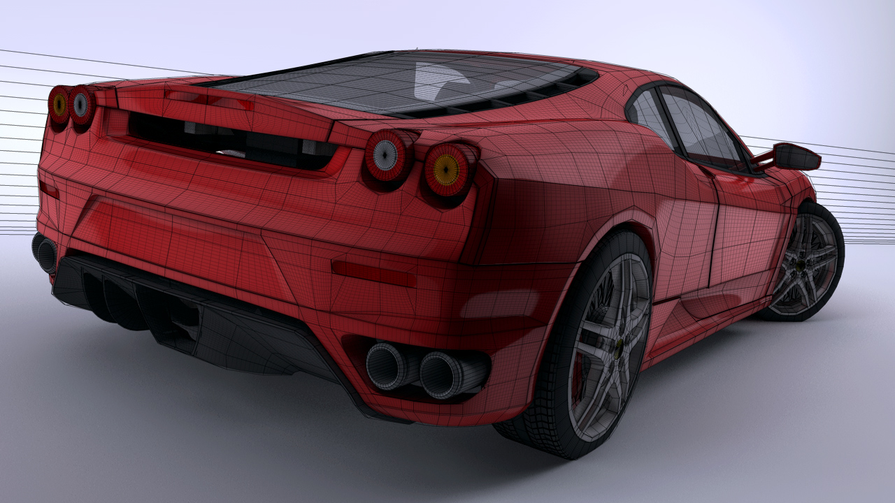 法拉利汽车3D模型 Ferrari F430 car models - C4D之家 - F430 Back Wire.jpg