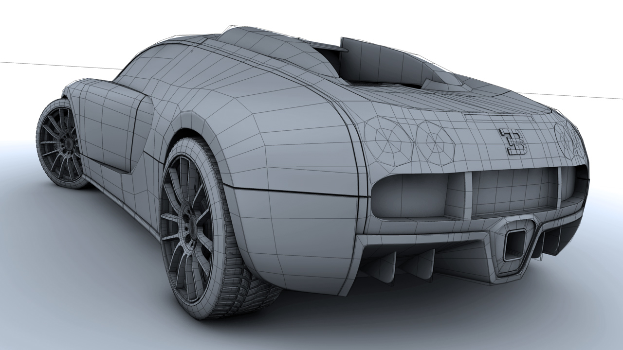 [C4D汽车模型]布加迪威龙3D模型 Bugatti Veyron - C4D之家 - Back Left wire.jpg