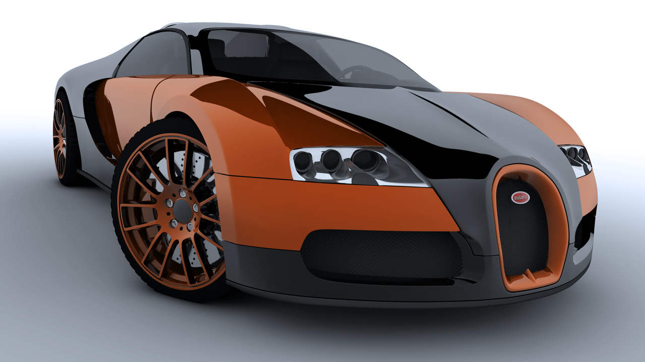 [C4D汽车模型]布加迪威龙3D模型 Bugatti Veyron - C4D之家 - Front Left.jpg