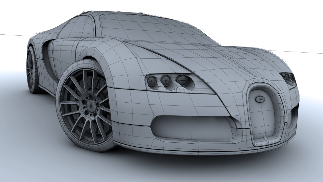 [C4D汽车模型]布加迪威龙3D模型 Bugatti Veyron - C4D之家 - Front Left wire.jpg
