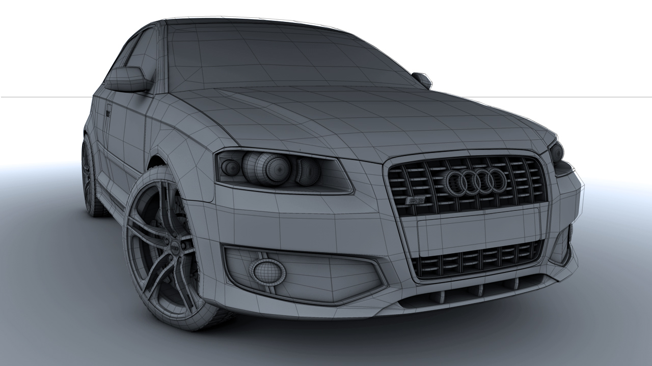 [C4D汽车模型]奥迪S3 Audi car 3d models - C4D之家 - S3 Front Left Clay-1.jpg