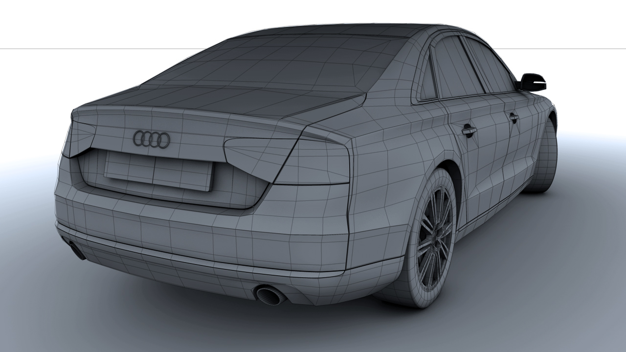 [C4D汽车模型]奥迪A8 3D模型 audi A8 car 3d models - C4D之家 - A8 Back Right Clay.jpg
