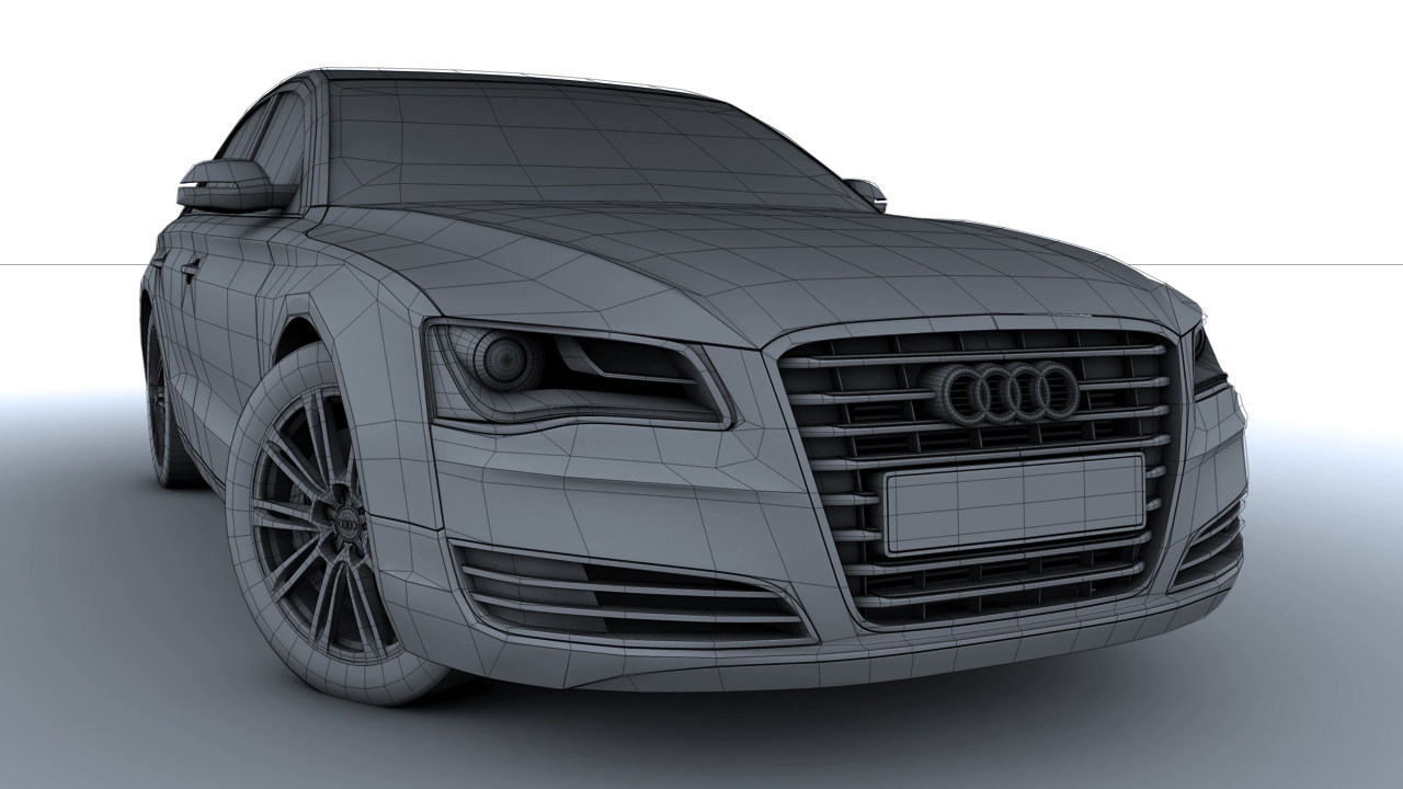 [C4D汽车模型]奥迪A8 3D模型 audi A8 car 3d models - C4D之家 - A8 Front Left Clay.jpg