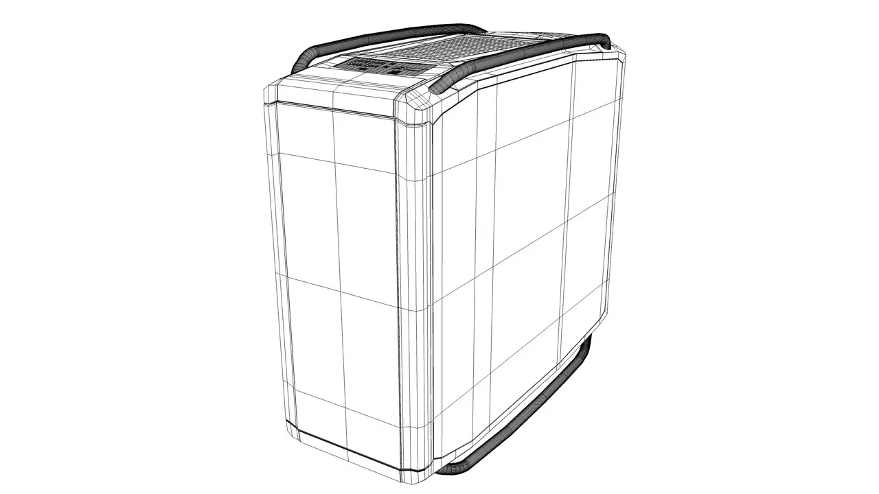 电脑主机3D模型 Mainframe computer 3d models - C4D之家 - Computer Front wire.jpg