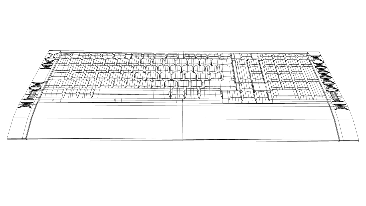 罗技键盘3D模型 Keyboard 3d models - C4D之家 - Keyboard Front Top wire.jpg